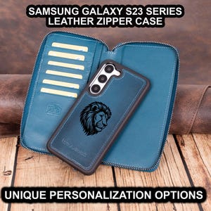 Funda de piel para Galaxy S23 Ultra, funda con cremallera para Samsung S23 Plus, funda con bloqueador RFID para Samsung Galaxy S23, funda de carga inalámbrica para S23 Ultra, regalo