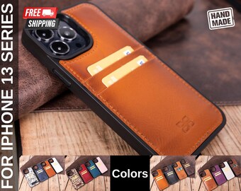 iPhone 13 Leather Card Holder Case: Personalizable Laser Engraving