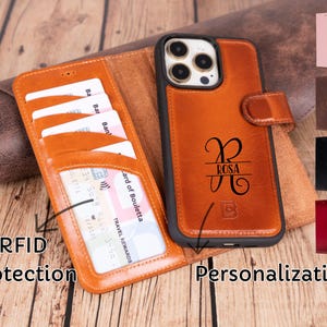 Gepersonaliseerde portemonnee-hoesje iPhone 16-serie, aangepast volnerf leren telefoonhoesje voor iPhone 16 Pro Max, Plus en Pro, premium iPhone-hoesje