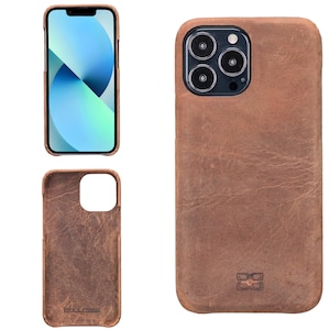antic brown color apple iphone 13 series leather back cover fully leather case