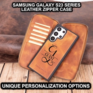 Cartera con cremallera para Samsung Galaxy S23 Ultra, funda para cargador inalámbrico para Galaxy S23 Plus, funda tipo billetera para Samsung S23, regalo personalizado, estuche para regalo de boda