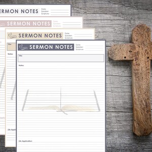 Printable Sermon Notes Template. Digital Sermon Notes Journal