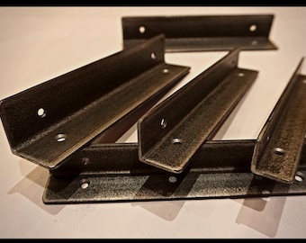 Alcove Shelf Brackets PAIR Shelves Corner Angle Steel Scaffold Timber Board Niche Clipboard Metal Bracket Raw or black -one pair Handmade UK