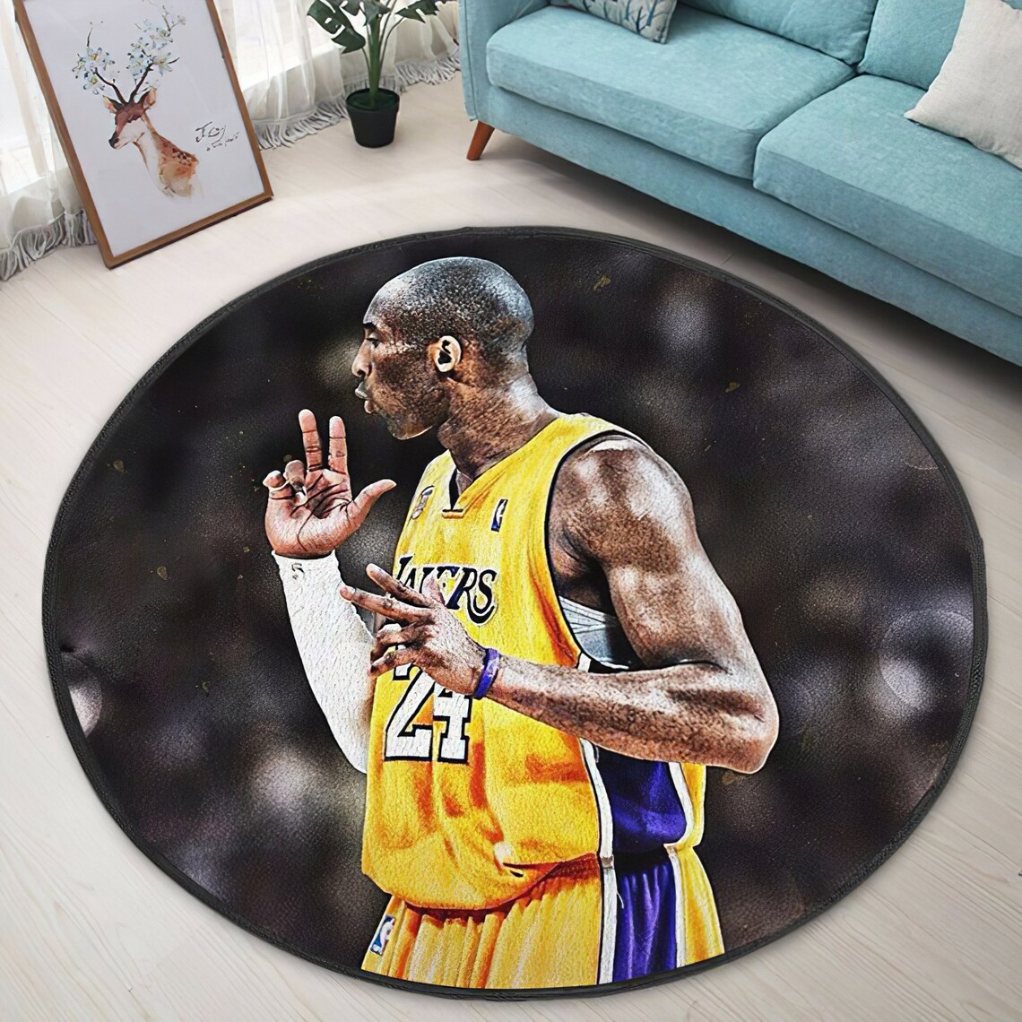 Kobe Bryant NBA Round Carpet 3DKobe Bryant NBA Custom Round Etsy