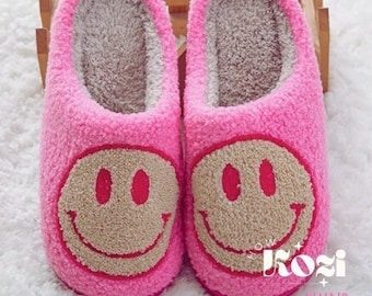 Happy Face Slippers, Smile Slippers, Happy Face Slippers, Indoor Slippers,Slippers,Women’s Slippers, Ready to Ship