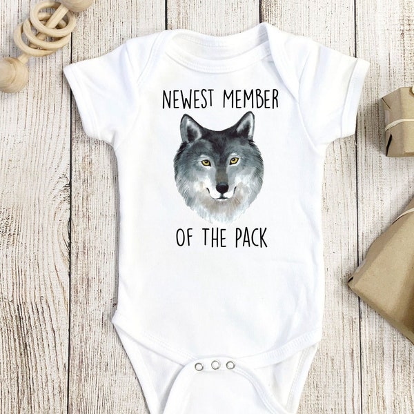 Wolf Onesie®, Wolfpack Onesie®, Newest Member To The Pack Onesie®, Baby Shower Gift, Pregnancy Announcement, Wolf Baby Gift, Wolf Baby