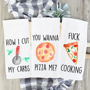 Pizza Tea Towels, Pizza Gift, Pizza Kitchen Decor, Italian Gift, Italian Kitchen Decor, Pizzeria Gift, Funny Pizza Gift, Cute Pizza Gift
