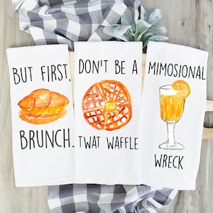 Brunch Tea Towel, Funny Brunch Towel, Brunch Kitchen Decor, Wedding Shower Gift, Kitchen Decor, Funny Brunch Gift, Breakfast Tea Towel