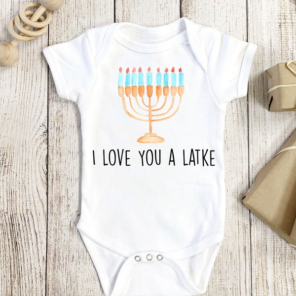 My First Hanukkah Onesie®, My 1st Hanukkah Onesie®, Chanukah Onesie®, Jewish Onesie®, Chanukah Dreidel Menorah Baby Onesie®