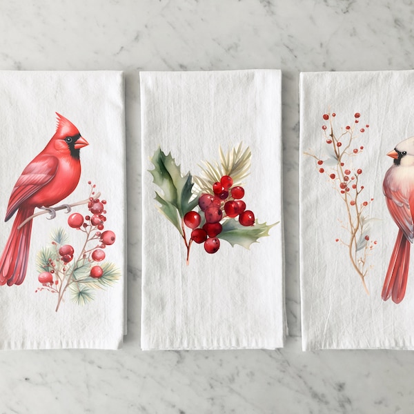 Cardinal Tea Towel, bird tea towel, bird lover gift, mothers day gift, house warming gift, tea towels, christmas birds, christmas tea towel
