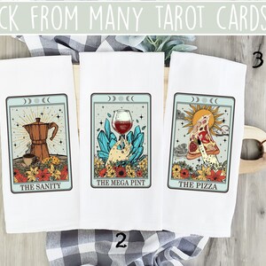 Tarotkaart cadeau, handdoek keuken decor, tarot keukenhanddoeken, tarot theedoeken, leuk tarotcadeau, mystic cadeau, mystieke keuken