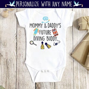 Scuba Onesie®, Daddy's Future Diving Buddy, Diving Onesie®, Scuba Baby Gift, Diving Baby Gift, Scuba Baby Shower, Snorkeling Onesie®
