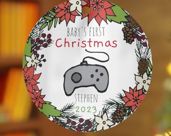 ornamento per videogiochi, videogioco per bambini, ornamento di Natale, primo Natale, ornamento per bambini, primo bambino, primo Natale per bambini, regalo per neonati