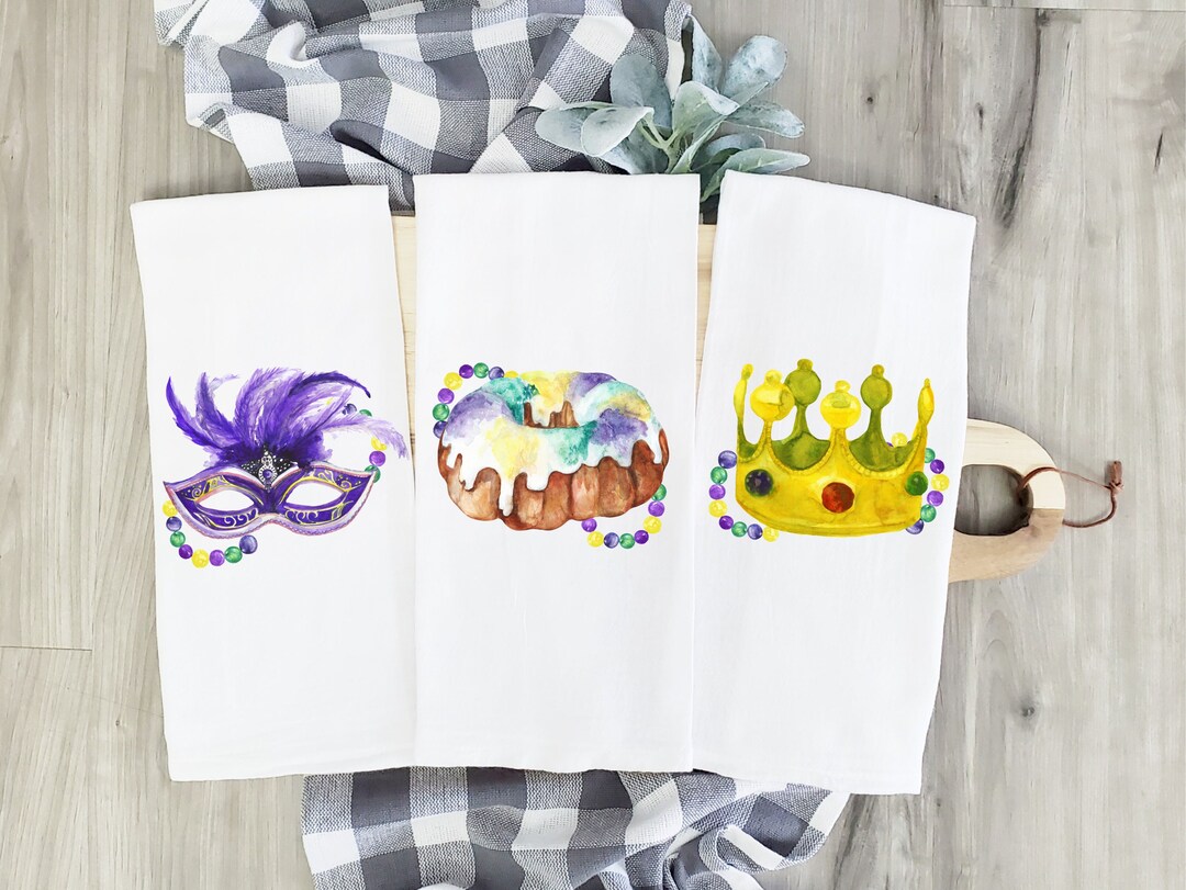 mardi gras tea towels