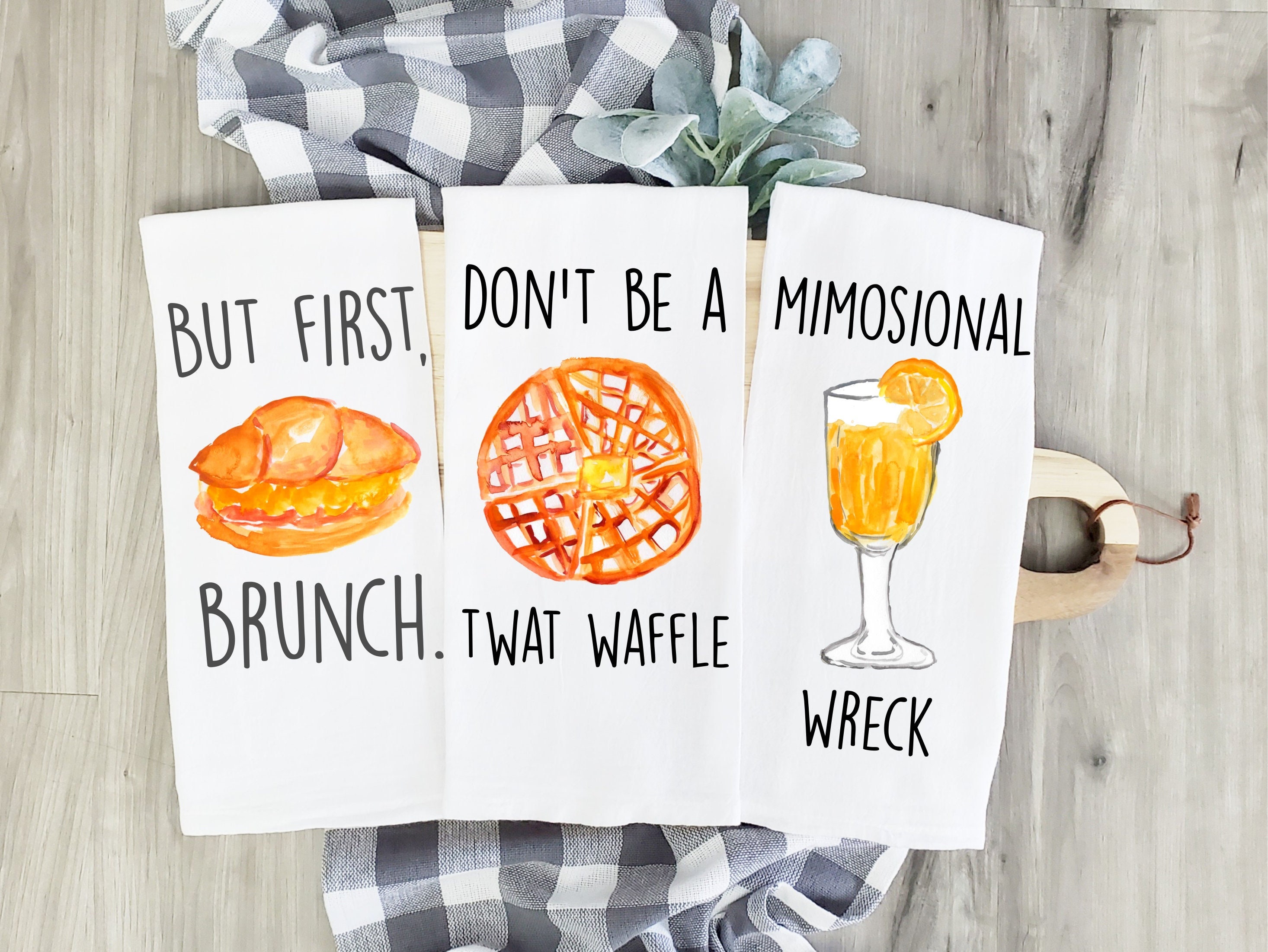 Brunch Tea Towel, Funny Kitchen Decor, Wedding Shower Gift, Breakfast Towel