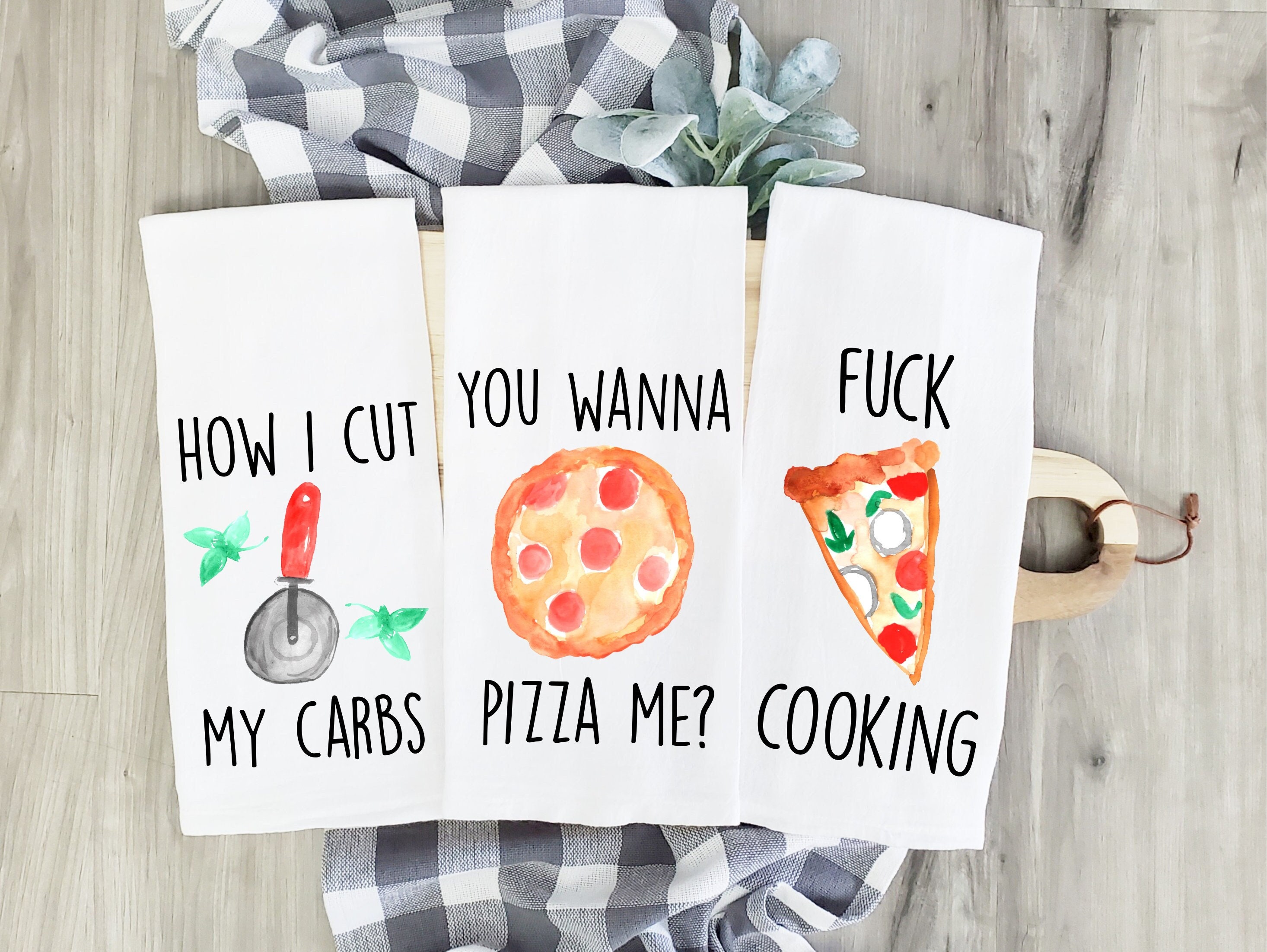 Pizza Tea Towels, Gift, Kitchen Decor, Italian Pizzeria Funny Cute Gift