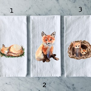 fox tea towel, fox towel, housewarming gift, fox kitchen towel, flour sack towel, fox gift, farmhouse kitchen, kitchen decor, fox decor