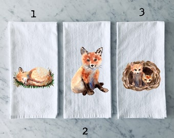 torchon renard, serviette renard, cadeau de pendaison de crémaillère, serviette de cuisine renard, serviette pour sac de farine, cadeau renard, cuisine de ferme, décoration de cuisine, déco renard