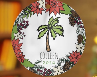 palm tree ornament, christmas ornament, palm tree, beach ornament, christmas gift, ornament, coastal christmas, beach Palm Tree Ornament