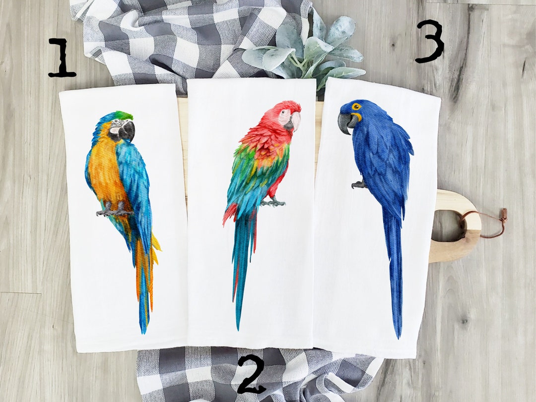 Parrot Kitchen Towels, Parrot Decor, Bird Towels, Bird Kitchen Decor