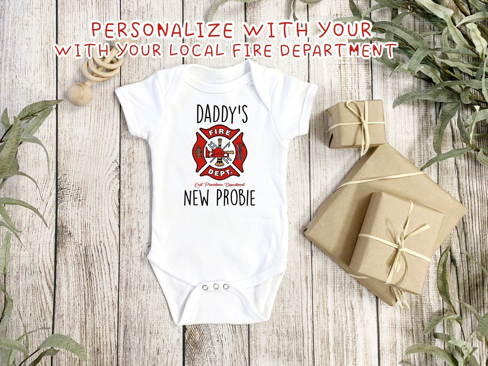 Personalized Firefighter Baby Onesie firefighter baby gift Etsy