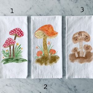mushroom tea towel, tea towel, kitchen towel, housewarming gift, mushroom decor, mushroom towel, mushroom kitchen, mushrooms