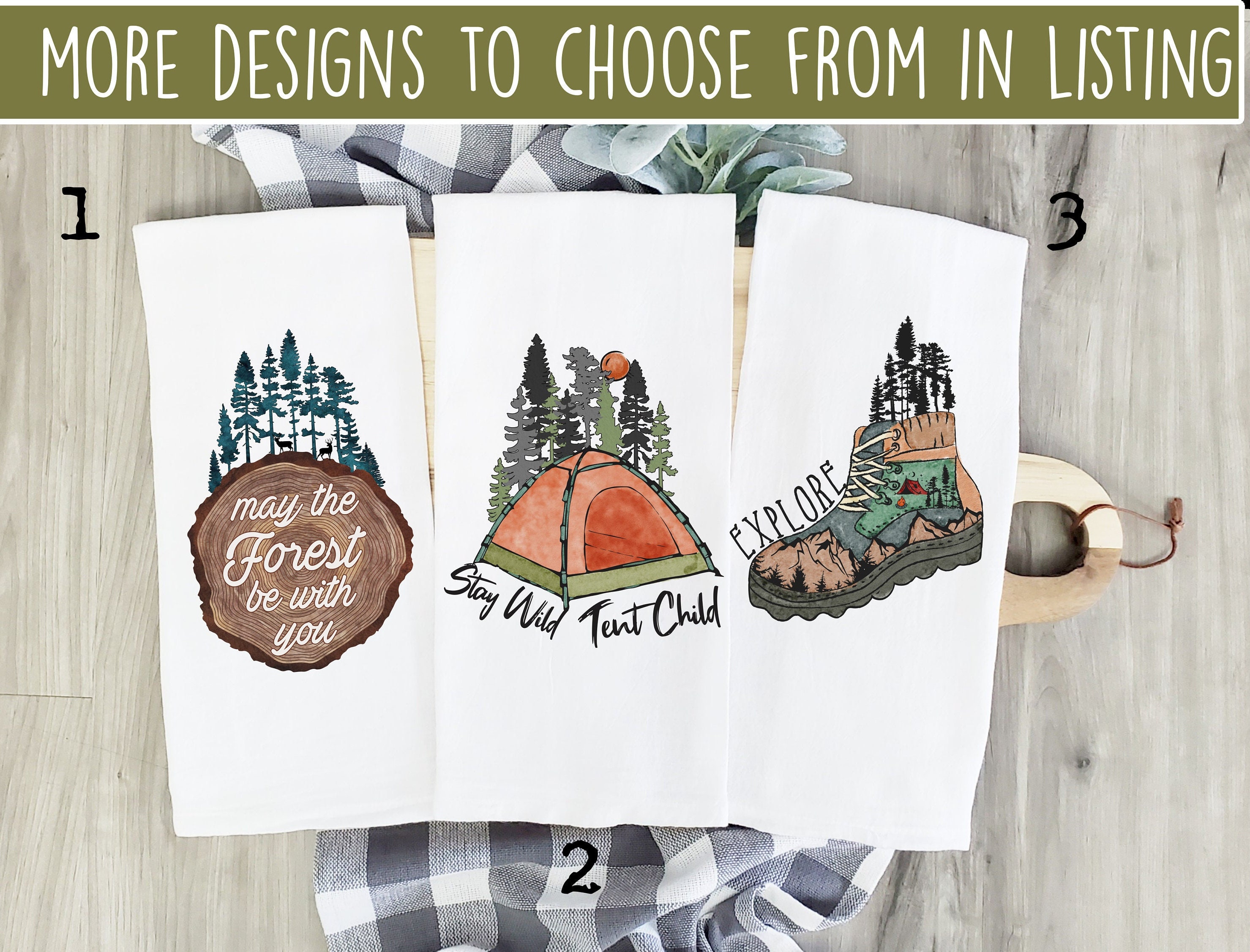 Camping Kitchen Decor, Adventure Kitchen Decor, Camping Dish Towels,  Adventure Dish Towels, Camping Gift, Housewarming Gift, Outdoor Gift 