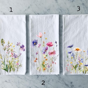 tea towel, kitchen towel, housewarming gift, wildflower tea towel, hostess gift, wildflowers, floral tea towel, dish towel, kitchen decor