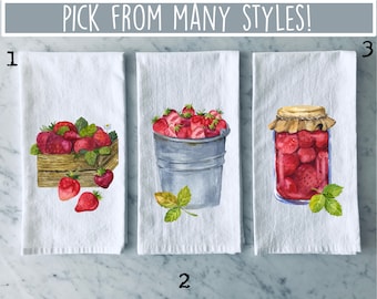 Strawberry Tea Towel | Housewarming Gift | Summer Decor | Gifts For Her | Strawberry Dish Towel | Summer Berries | Fruit Towel