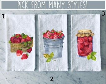 Strawberry Tea Towel | Housewarming Gift | Summer Decor | Gifts For Her | Strawberry Dish Towel | Summer Berries | Fruit Towel