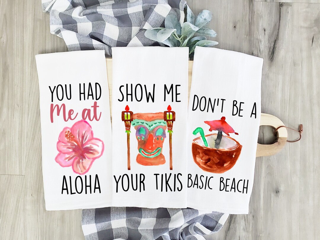 Hawaiian Gift, Hawaiian Kitchen Decor, Hawaiian Dish Towels, Luau Dish Towels, Luau Kitchen