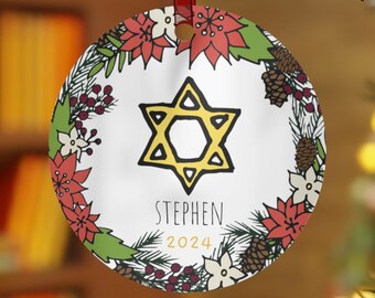 jewish ornament, hanukkah ornament, hanukkah, jewish gift, chrismukkah, menorah ornament, christmas ornament, hanukkah decorations, chanukah