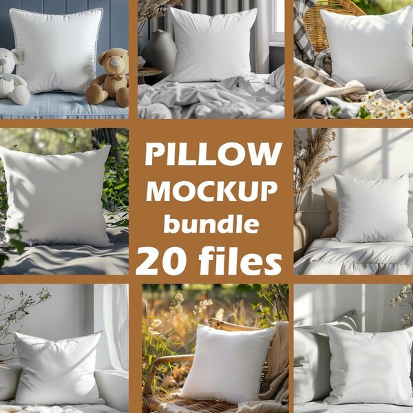 Pillow Mockup Bundle, Cushion Mockups Stock photo, Blank Throw Pillow Mockup, Cushion Mock Up Digital Download, White Pillow Mockup JPG