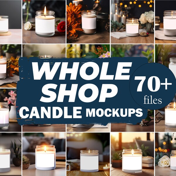 Pacchetto mockup di candele, mockup di candele di soia profumate per l'intero negozio, mock up di candele in vaso da 9 once, mock up di candele Canva, candele POD Lifestyle