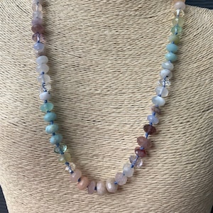 Pretty Pastel Gemstone Candy Necklace - beaded gemstone jewelry - beaded gemstone necklace - knotted beaded necklace - beaded gemstone