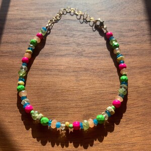 Tropical Beaded Gemstone Bracelet - beaded gemstone jewelry - rainbow beaded gemstone bracelet