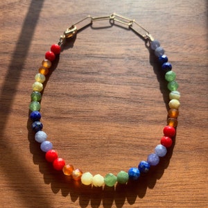 Rainbow Bright Beaded Gemstone Bracelet - rainbow beaded gemstone jewelry - rainbow bead bracelet - pride jewelry - pride bracelet