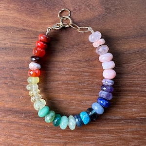 Rainbow Bright - rainbow beaded gemstone bracelet - gemstone rainbow bracelet
