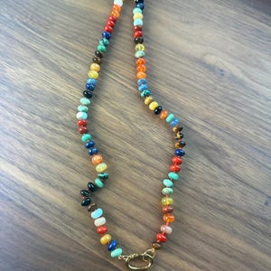 Multicolored and Perfectly Mixed Beaded Gemstone Necklace - beaded rainbow candy necklace - beaded gemstone jewelry
