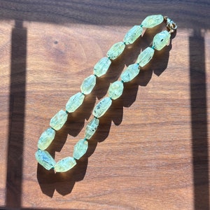 Chunky Green Prehnite Necklace - beaded gemstone necklace - knotted gemstone necklace - beaded gemstone jewelry