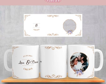 Tassenvorlage personalisiert, verheiratet, Hochzeit - Digitale Tassenvorlage, Sublimation