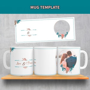 2 Modèles de mugs numériques personnalisés pour mariage - Modèles de mugs numériques sublimation