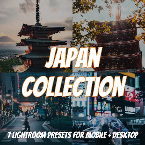 7 Desktop & Mobile LIGHTROOM Presets, Japan Collection, Night Filters, Mobile Presets, Desktop Preset, Instagram Filters Presets, Dng Preset