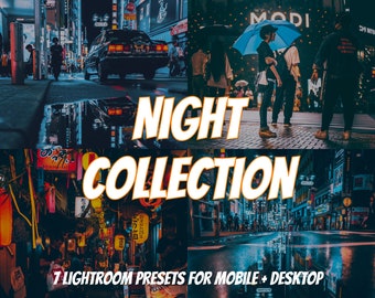 7 Desktop & Mobile LIGHTROOM Presets, Night Collection, Night Filters, Mobile Presets, Desktop Preset, Instagram Filters Presets