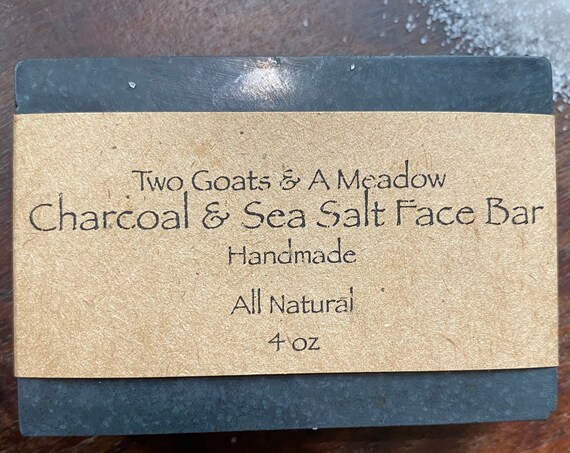 Charcoal & Sea Salt Face and Body Bar All Natural Eco friendly Handmade
