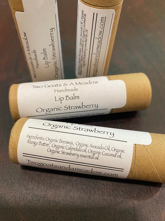 Organic Strawberry Lip Balm Chapstick Eco Friendly All Natural