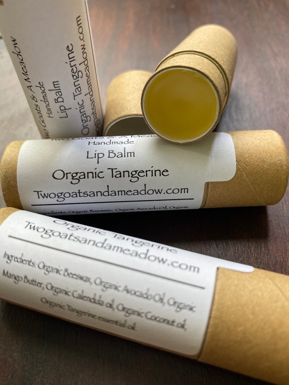 Organic Tangerine Lip Balm Chapstick Biodegradable All Natural Eco Friendly