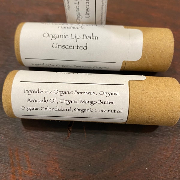 Organic Unscented Lip Balm Chapstick Eco Friendly All Natural