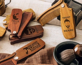 Custom Wooden Beard Comb Gifts for Bearded Dad Grandpa | Husband Valentines Day Gift | Unique Birthday Gift Anniversary Gift for Boyfriend