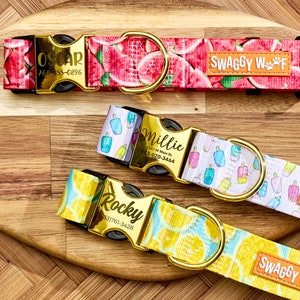 Custom Engraved Name Dog Collar | Cute Pet Collar | Personalized Boy Girl Floral Puppy Collar | Metal Buckle Adjustable Dog Collar